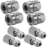 Hotop four-set stainless steel quick connector kit for pressure washers; easy hose connections.