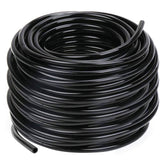 Hourleey 100 ft distribution tubing laid straight for expansive garden irrigation.