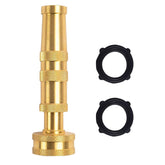 Hourleey brass hose nozzle close-up with twist barrel for precise watering.