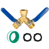 Hourleey brass garden hose splitter with long handle for smooth operation