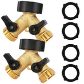 Hourleey brass hose splitter two pack setup shows convenient dual outlets for versatile watering.