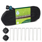 Hourleey flat soaker hose 50ft unrolled for even irrigation across beds
