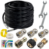 Hourleey sewer jetter kit 100ft hose clears stubborn clogs in home drains