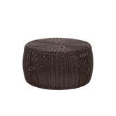 Household Essentials handwoven resin storage stool in brown, durable for indoor or outdoor use.