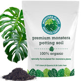 HOUSEPLANT RESOURCE CENTER premium Monstera soil bag closeup, highlighting fast drainage for healthy roots.