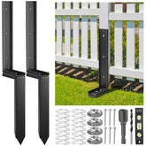 Housolution fence post repair kit with steel spike provides durable support outdoors.