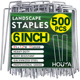 Houya landscape stakes 6-inch galvanized securely anchor landscape fabric.
