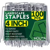 Houya landscape-staples-beveled-ends ease turf penetration and secure landscape fabric.