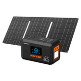 HOWEASY solar generator with folded 30W panel for easy outdoor charging