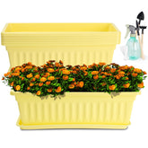 HOXHA 6-pack window box planter on a sunny windowsill for fresh herbs.