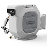 HOZEREEL heavy-duty retractable hose reel 100ft keeps watering area tidy and organized.