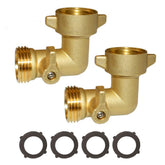 HQMPC 90-degree garden hose elbow with shut-off valve for easier watering control.