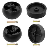 HQPASFY deck wheels 4-pack shown for improved maneuverability on uneven lawns