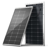 HQST 100W bifacial panel front view with high-efficiency 9BB cells for off-grid charging