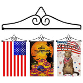 HRXMS wrought iron flag holder base showing sturdy ground anchor for outdoor display.