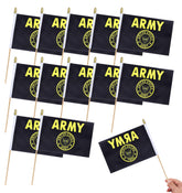 HSQCEZ gold crest flag on stick shows vibrant color for parades and celebrations