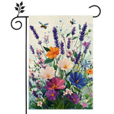 Hsrvivi spring lavender garden flag with blooms and bee accent for outdoor charm.