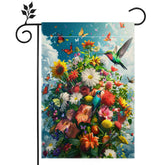 HSrvivi Spring Summer hummingbird sunflower flag, 12x18, front view for vibrant outdoor decor.
