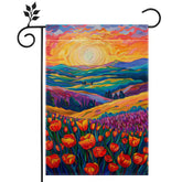 Hsrvivi tulip lavender garden flag front with vibrant colors for year-round curb appeal