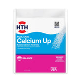 HTH Calcium Hardness Up bottle pour shows easy dosing to protect pool surfaces.
