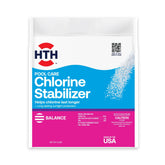 HTH pool stabilizer 4lb bottle ready for pool care and chlorine longevity