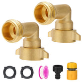 htskwa 90-degree brass elbow connection reduces hose kink and improves flow.