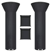 Hualedi patio heater cover in tear-resistant fabric protecting from wind and rain.
