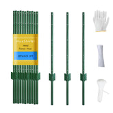 HuaSheWJ metal fence post 3ft green 10-pack standing sturdy against weather.