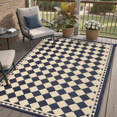 HUGEAR outdoor rug with checkered pattern, 5x8, durable patio decor