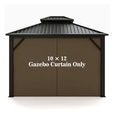 Hugline Gazebo privacy curtain brown 10x12 side view for outdoor privacy.