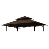 Hugline grill gazebo canopy top installed on brown shelter showing wind-resistant durability