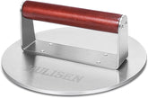 HULISEN burger press with round 8.5-inch surface for even browning.