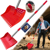 HUMVMV 12-inch 2-in-1 scooper and rake for coop cleanup.