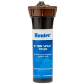 Hunter 4-inch pop-up sprinkler head out of ground ensures durable lawn coverage.
