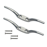 Huouo flagpole cleat hook 6-inch silver secures rope for wind-prone flags.