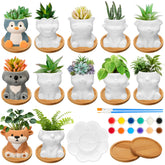 Hushee ceramic animal planter set ready for creative painting and gifting.