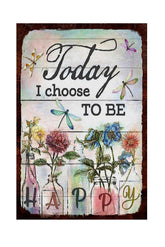 Husienzn Funny Flowers Dragonfly Metal Sign on garden wall adds rustic charm.