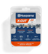 Husqvarna S83G 24in chain on bar showing guarded links for safer operation.