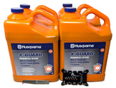 Husqvarna X-Guard bar and chain oil gallon case of four for consistent lubrication.