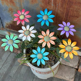 HUTHDAK metal flowers outdoor stakes 8-pack for durable garden display and curb appeal.
