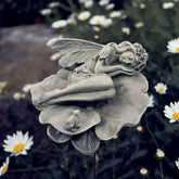hvfun Garden Fairy Statue sleeping angel on lotus leaf for serene outdoor decor.