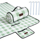 HX&OD outdoor picnic blanket spread on grass shows a large 80x60 inch surface