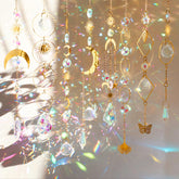 HYBEADS crystal suncatcher window prism casts rainbow light across a room