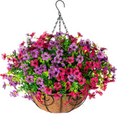 HyeFlora artificial hanging flowers basket enhances outdoor decor with low-maintenance charm
