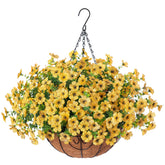 HyeFlora fall hanging mums basket with yellow daisies adds year-round color to outdoor porches.