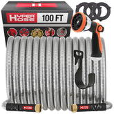 Hyper Hose 100ft metal garden hose set with durable construction for long-lasting yard watering