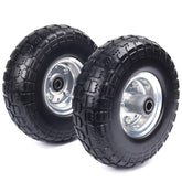 Hyssk 10in solid tire showing puncture resistance on rough terrain.