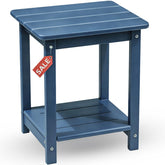 HZLBZYON Adirondack square outdoor side table with 2-tier design for drinks and magazines on patios.