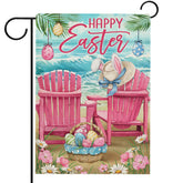 Hzppyz Happy Easter Sea Pink Chair flag double-sided for outdoor yard decor.