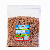 I LOVE WORMS dried mealworms 5lb packaging for storage and readiness